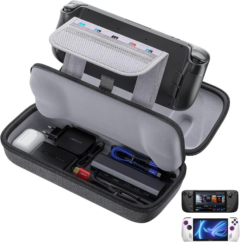 Photo 1 of Carrying Case Compatible with Steam Deck & ROG Ally, Protective Hard Shell Carry Case Built-in Charger & Docking Station Storage, Portable Travel Case for Steam Deck OLED & Accessories - BG0106A
