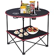 Photo 1 of  Camping Table Folding Picnic Table with 4 Cup Holders and Carrying Bags Collapsible Canvas Portable Tables Folding for BBQ Outdoor Fishing
