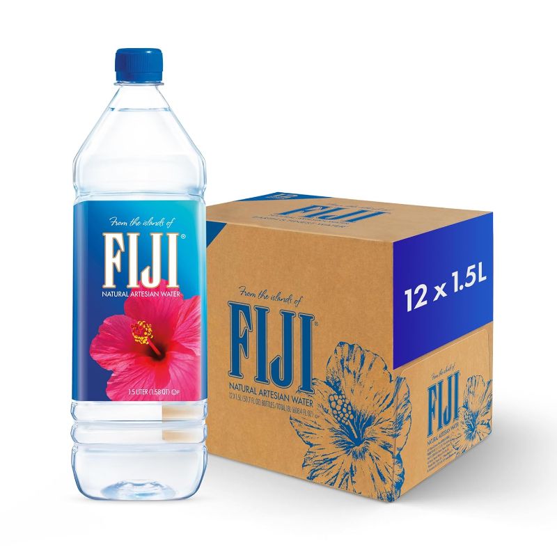 Photo 1 of  FIJI Natural Artesian Bottled Water 1.5 Liters / 50.7 Fl Ounce (Pack of 12) - 100% Natural Electrolytes 