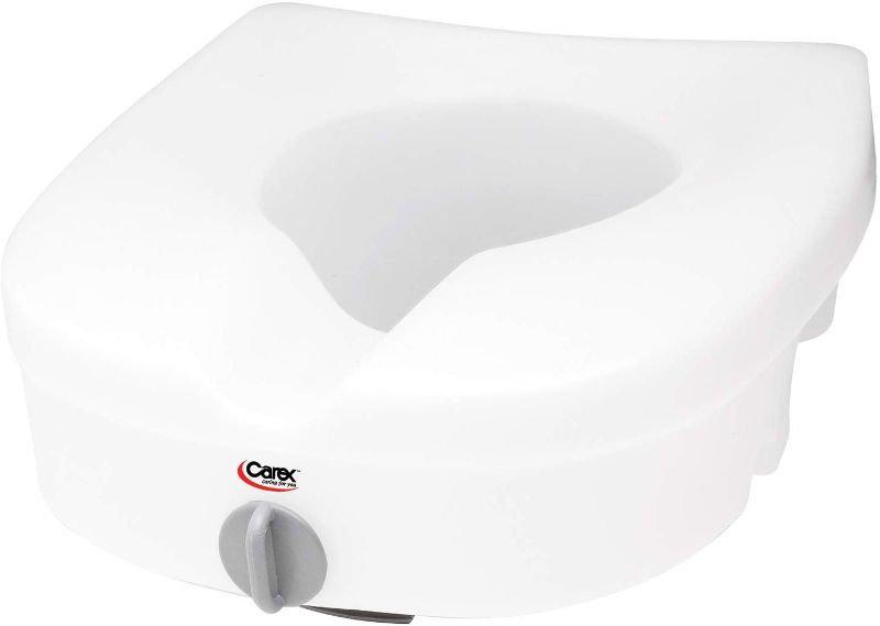 Photo 1 of  Carex E-Z Lock Raised Toilet Seat Adds 5 Height Round Elongated 300 Lb Weight Capacity 