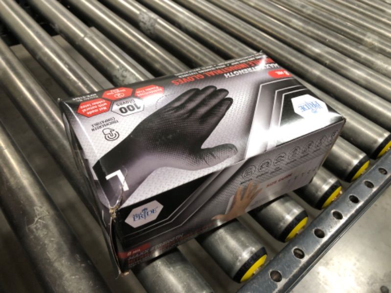 Photo 2 of  MEDPRIDE Black Disposable Nitrile Gloves Latex Free Industrial Gloves Large 100-Pack 