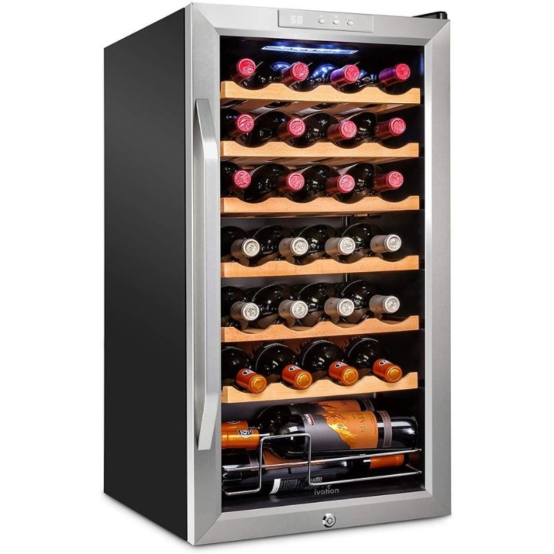 Photo 1 of  Ivation 28 Bottle Compressor Wine Cooler Refrigerator W/ Lock Silver 