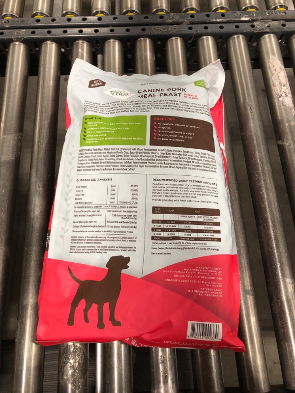 Photo 1 of  Nature's Logic Canine Pork Meal Feast Dry Dog Food - 13 Lb Bag BEST BY 16 AUG 2025