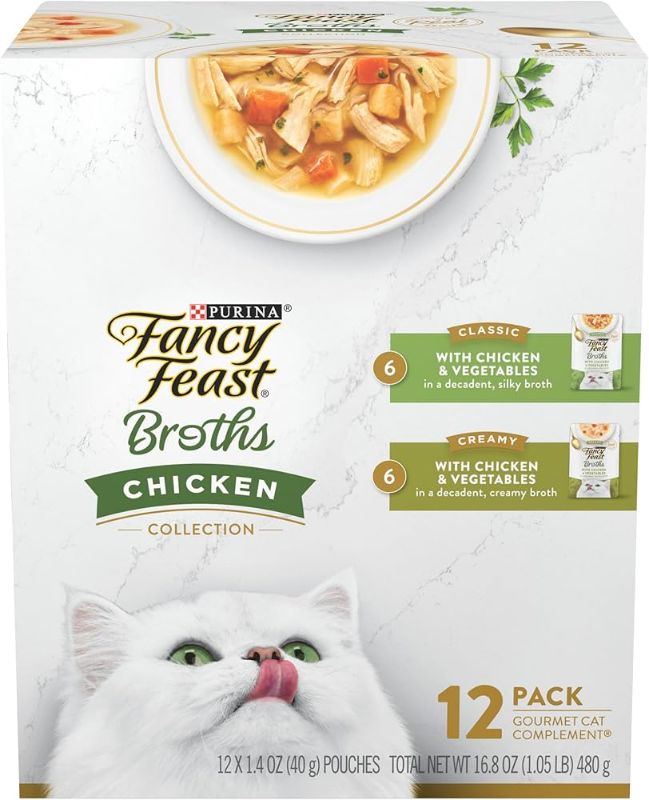 Photo 1 of  Purina Fancy Feast Broth Wet Cat Food Complement Variety Pack, Broths Chicken Collection - BEST BY MAR 2026