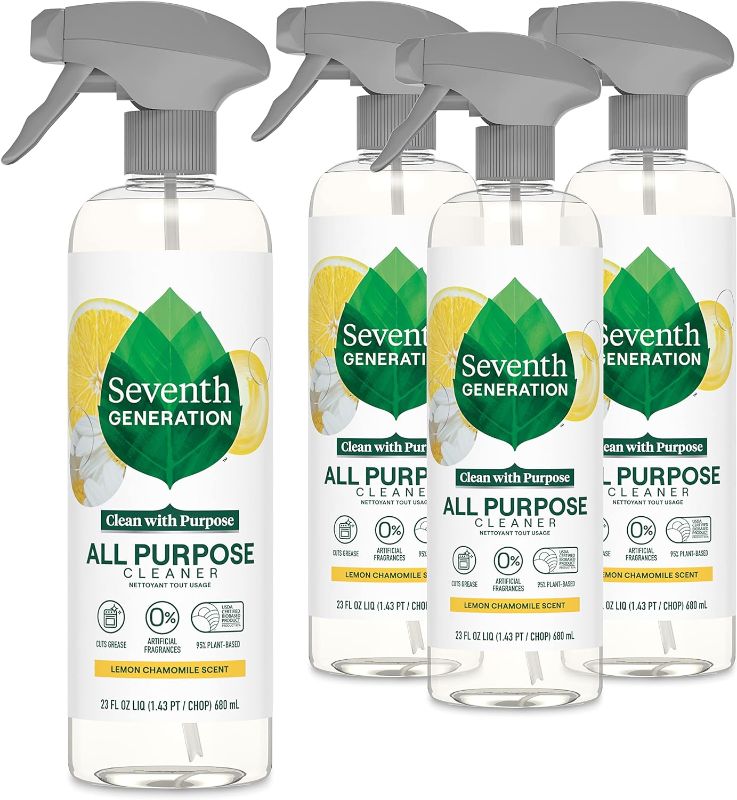 Photo 1 of  Seventh Generation All Purpose Cleaning Spray Surface Cleaner Lemon Chamomile scent Cuts Grease 23 oz, Pack of 4 
