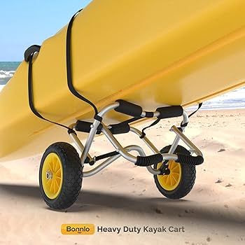 Photo 1 of  Bonnlo Kayak Cart Canoe Dolly Fishing Kayak Accessories Carrier Foldable Paddle Board Trolley Boat Trailer Transport with NO-Flat Airless Tires Wheels and 2 Ratchet Straps 