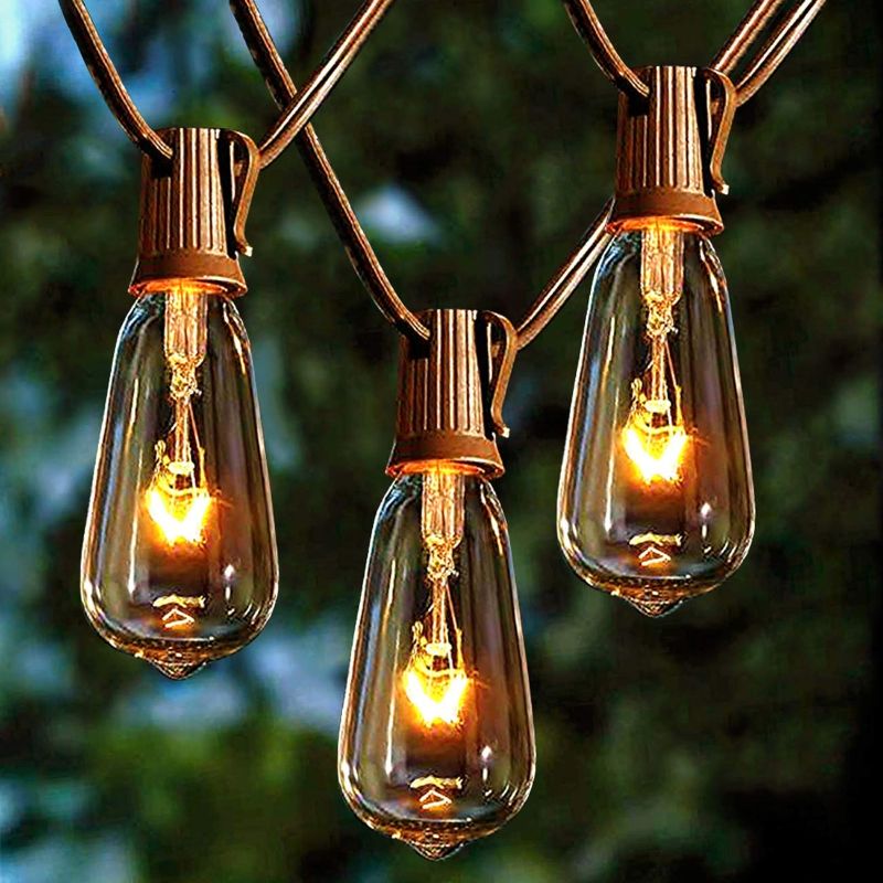 Photo 1 of  Afirst Outdoor String Lights 20FT with 22 Edison Bulbs Vintage Bistro Lights Waterproof ST40 String Lights for Patio Backyard Party Wedding-Brown Cord 