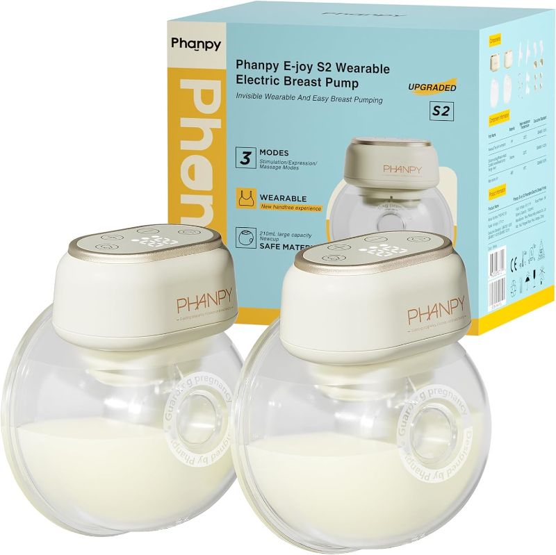 Photo 1 of  Phanpy E-Joy S2 Wearable Hands Free Portable Breast Pump, 3 Modes 8 Levels High Performance LED Touch Screen Low Noise, 7oz Capacity 20&24 mm(2 Counts) 