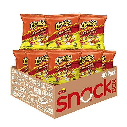 Photo 1 of  Cheetos Crunchy Flamin' Hot Cheese Flavored Snacks, 40 Count (Pack of 1) BEST BY 27 AUG 2024