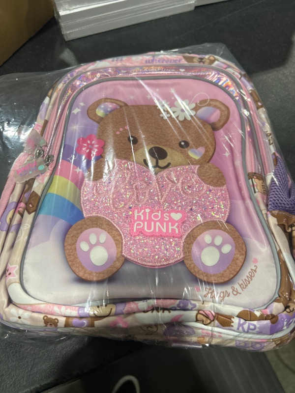 Photo 2 of 16 Inch Girls Backpack with Lunch Box and Pencil Case Cute Bear Backpack for Girls Kawaii Kids Backpack with Lunch Box for Kindergarten Elementary Bear1