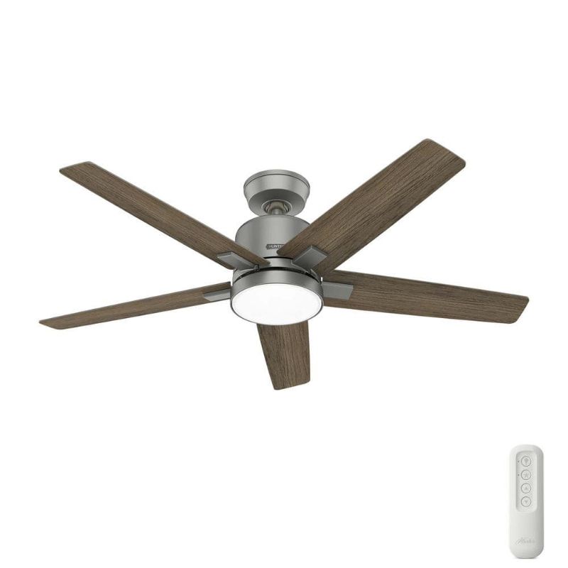 Photo 1 of  Acela 52 in. Express Integrated LED Indoor Matte Silver Ceiling Fan with Remote and Light Kit Included 