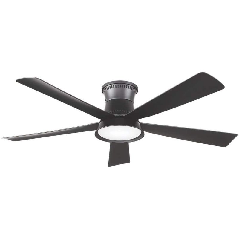 Photo 1 of  Hawkspur 52 in. Indoor/Outdoor Matte Black Low Profile Ceiling Fan with Adjustable White LED with Remote Included 