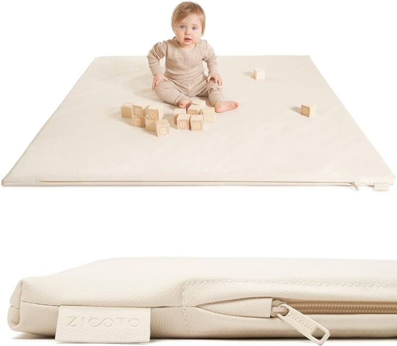 Photo 1 of  Stylish Padded Baby Play Mat for Your Boy or Girl - Extra Thick & Super Soft Vegan Leather Floor Mat Creates A Safe Play Area for Little Ones - A Beautiful Playmat That Fits Nicely Into Any Playroom 