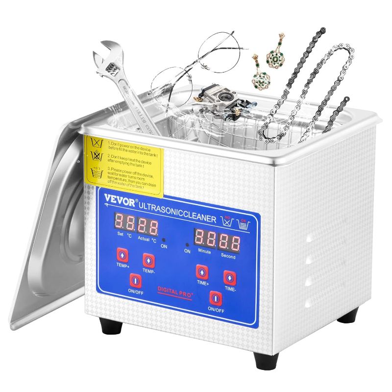 Photo 1 of  VEVOR Ultrasonic Cleaner 1.3L Professional Ultrasonic Cleaner with Digital Timer 40kHz Excellent Ultrasonic Cleaning Machine 110V for Jewelry, Watch, Ring, Coin, Diamond, Eyeglasses 