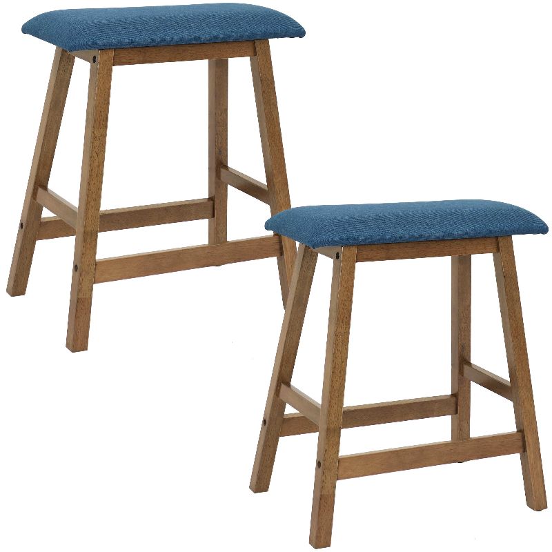 Photo 1 of  Sunnydaze Decor Sunnydaze Wood Counter-Height Stool with Cushion - Weathered Oak - Set of 2 - Brown 