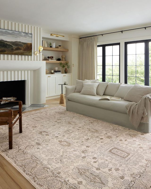 Photo 1 of  Loloi II Teagan Collection TEA-03 Ivory/Sand 9'-9" x 13'-6", .25" Thick, Area Rug, Soft, Durable, Neutral, Woven, Low Pile, Non-Shedding, Easy Clean, Living Room Rug 