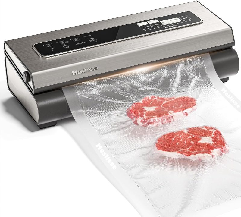 Photo 1 of  Vacuum Sealer Machine Powerful 90Kpa Precision 6-in-1 Compact Food Preservation System with Cutter, 2 Bag Rolls & 5 Pre-cut Bags, Widened 12mm Sealing Strip, Dry&Moist Modes (Silver) 