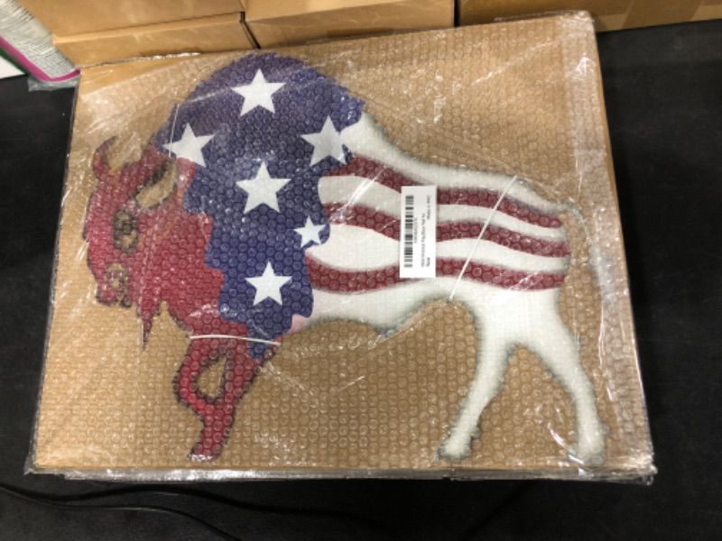 Photo 1 of Adroiteet 4th of July Patriotic Decorations, Wall Art Metal American Bison Wall Decor, Independence Day American Flag Decor for Indoor Outdoor Bedroom Office (12.6" x 17")