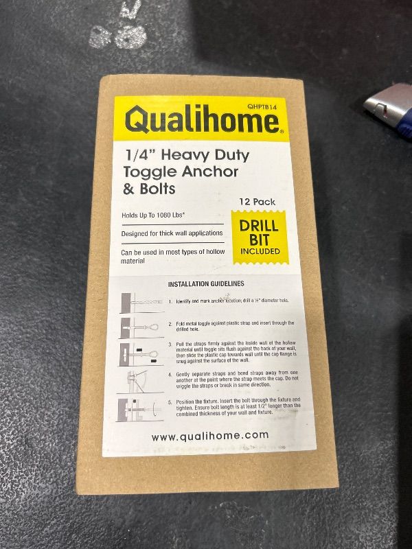 Photo 2 of 1/4”-20 Quick Easy Heavy Duty Toggle Anchors with Bolts - Hollow Wall Anchors with Steel Wings, Adjustable Up to 2 1/2" Thick Wall, Holds Up to 1080 Lbs, Heavy Duty Drill Bit Included (10 Pack)