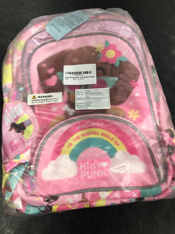 Photo 2 of 16 Inch Girls Backpack with Lunch Box and Pencil Case Cute Dog Backpack for Girls Kawaii Kids Backpack with Lunch Box for Kindergarten Elementary