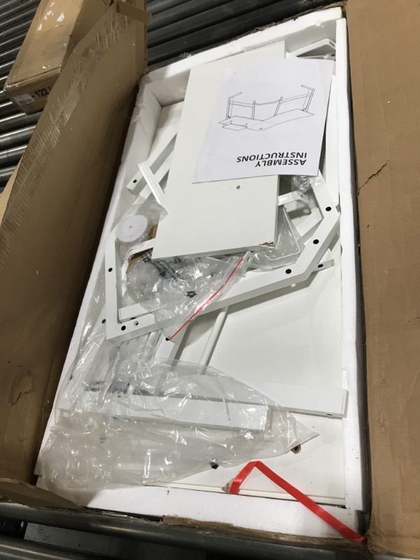 Photo 1 of CubiCubi L Shaped Gaming Desk, 47 Inch Computer Desk with Monitor Stand, PC Gaming Desk, Corner Desk Table for Home Office Sturdy Writing Workstation, White 47 inch with Cord Hole White