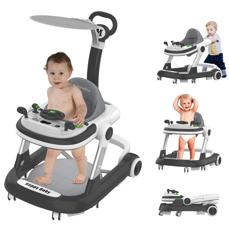 Photo 1 of Baby Walkers with Wheel,Infant Walker for Babies with Adjustable Height,Speed & Breathable Seat Cushion, Baby Walkers and Activity Center for Boys Girls,Baby Walker and Bouncer Combo for 7-18 Months
