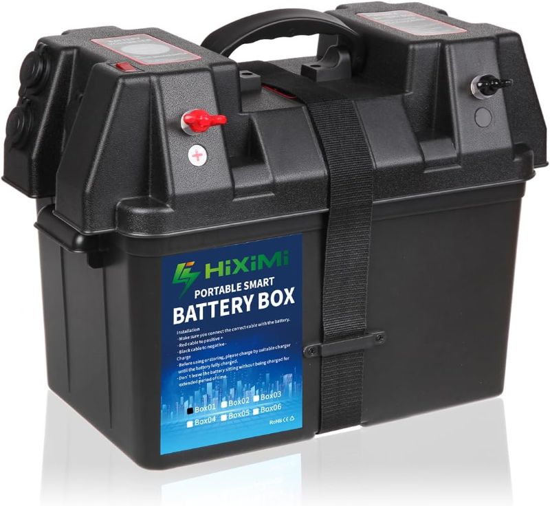 Photo 1 of 12V Battery Box Outdoor Portable Trolling Motor Battery Tray Cases for Marine Boat RV Camping Travel Lead acid AGM Lithium LiFePO4 Battery Plastic Boxes
