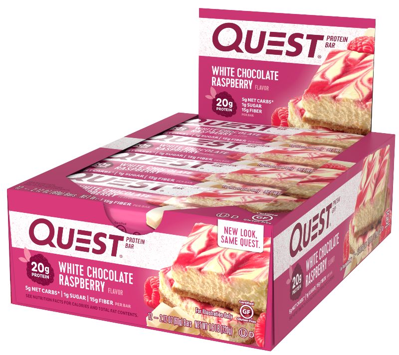 Photo 1 of  Quest Nutrition 20g Protein Bar - White Chocolate Raspberry - 12ct BEST BY 24 SEPT 2024