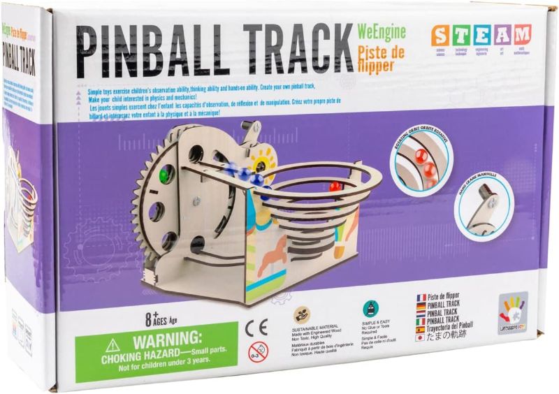 Photo 1 of  Pinball Track Steam Toy.Pinball Machine Set Wooden 3D Puzzles for 8-12 Years Old Kids and Adults,Birthday Gift, for Kids Age 8 Years Old (Pinball Track) 