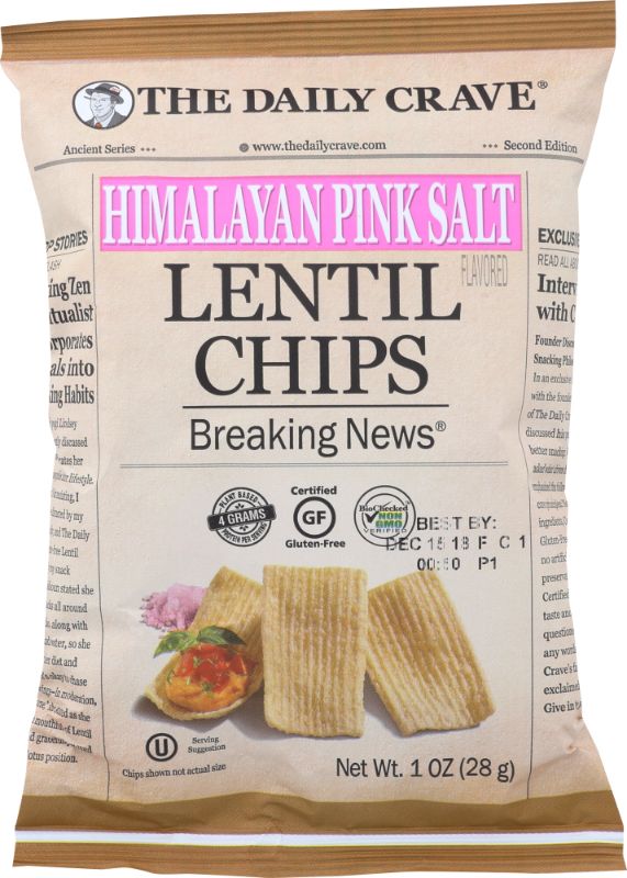 Photo 1 of  Himalayan Pink Salt Flavored Lentil Chips, Himalayan Pink Salt, 24 1OZ. BAGS, BEST BY 13 AUG 2024