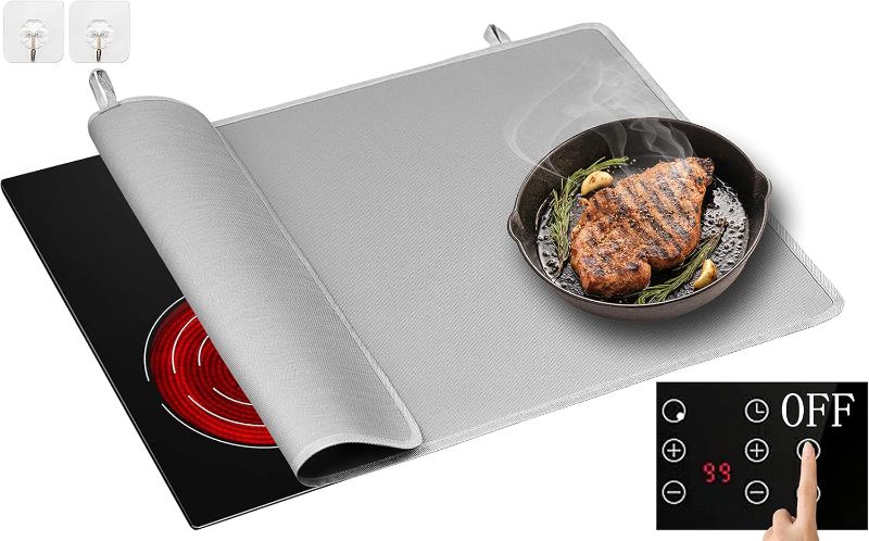 Photo 1 of Amerbro Heat Resistant Stove Top Covers for Electric Stove - 21×29.5inch Fireproof & Waterproof Electric Stove Cover - Glass Stove Top Protector for Prevent Scratches - Fiberglass Cloth (Grey) 
