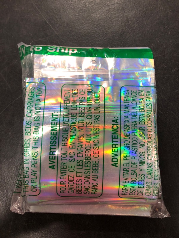 Photo 2 of 100pcs Holographic Bags,5.5x7 inch Resealable Zipper bags for small business?Smell Proof Foil Bags for food storage, Candy, Eyebrow pencil, Small accessories..MOTOMY