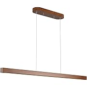 Photo 1 of 59" Wood Linear Pendant Light Fixtures Modern Led 40w Dimmable Pendant Lighting Kitchen Island Lighting Ceiling Hanging Farmhouse Chandeliers for Dining Room Pool Table Walnut Color
