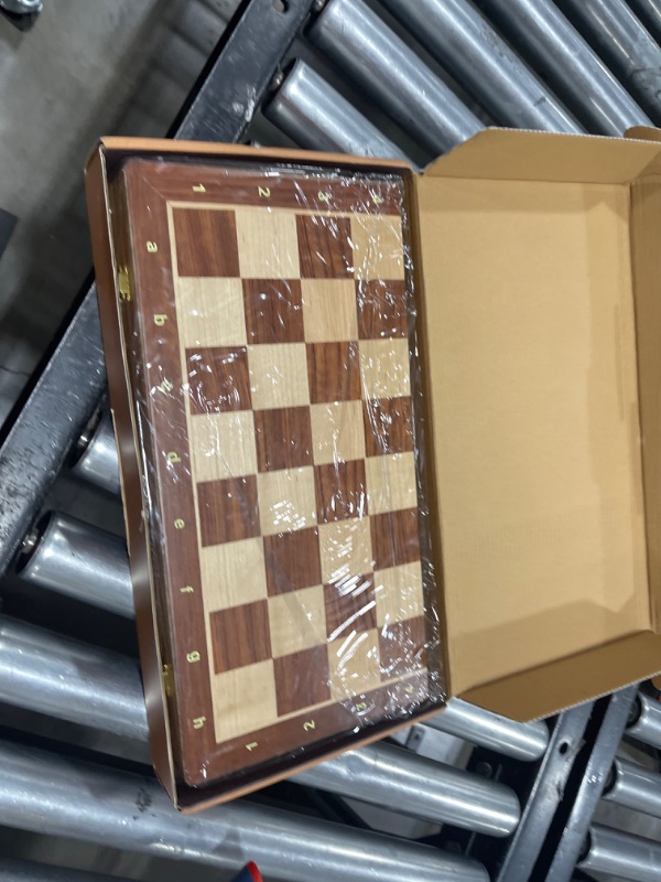 Photo 2 of 15'' Walnut Chess Set with Storage Board for Adults & Children, 2 Players