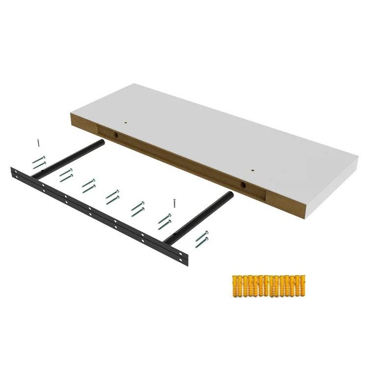 Photo 1 of 36 inch Wooden Floating Wall Shelf with Invisible Brackets Set of 1, for Bedroom/Bathroom/Living Room and Kitchen Storage, White