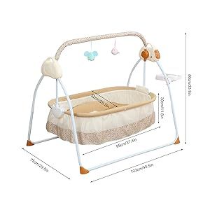 Photo 1 of  Foldable Baby Cradle Swing, Bluetooth Electric Auto-Swing Baby Cradle Crib, Adjustable 5 Speed Infant Rocking Chair Bed with Remote Control for 0-18 Months Newborn 