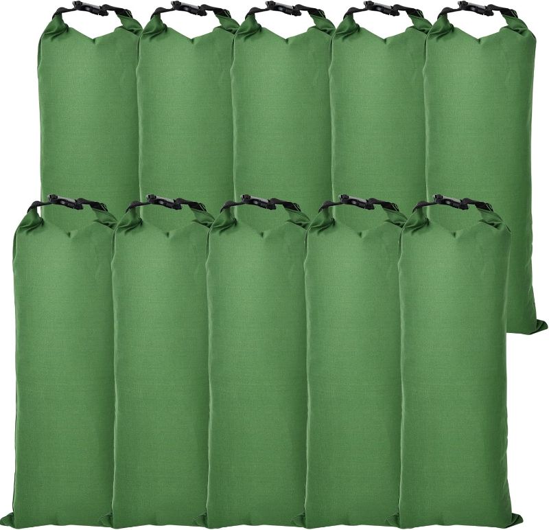 Photo 1 of 10Pcs Long Canvas Reusable Flooding Sandbags with Insert Buckle. Easy Handle Flood Protection Barrier for Home Door Window Basement Garage Floor Flood Control - 11"x28"