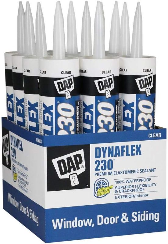 Photo 1 of 12 Pack of 10.1 oz Dap 18305 Dynaflex 230 Clear Premium Window, Door, and Trim Sealant