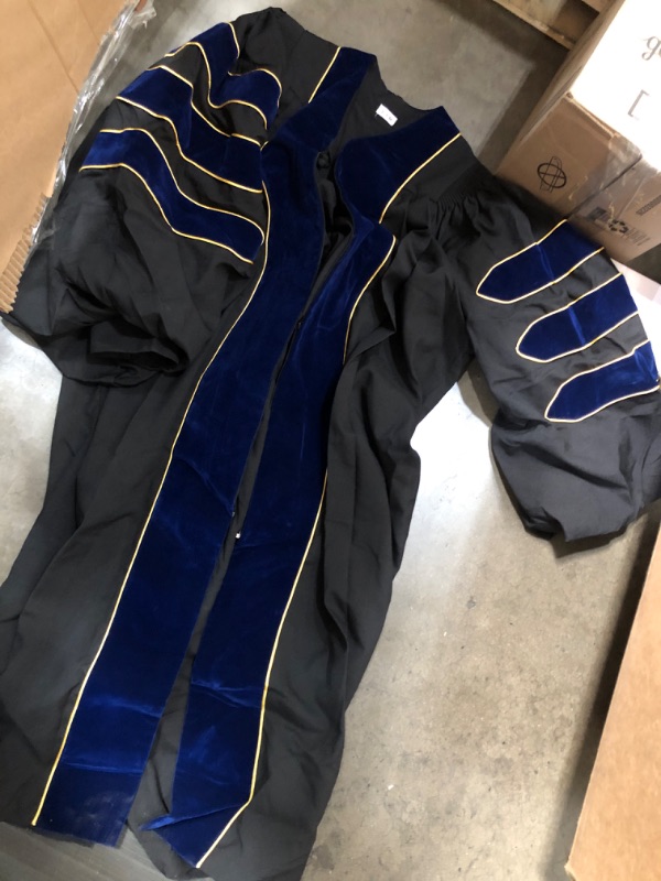 Photo 1 of **MISSING CAP**
Newrara Unisex Deluxe Doctoral Graduation Gown, Doctoral Hood and Doctoral Tam 8 Sided Package (Royal Blue Gold,8 Side, 54)