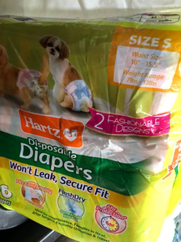 Photo 2 of *BAG OPENED UNKNOWN  IF MISSING**
Hartz Disposable Dog Diapers, Size S 36 count, Comfortable & Secure Fit, Easy to Put On