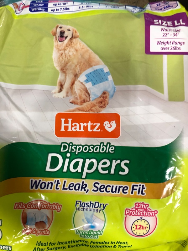 Photo 2 of *BAG OPENED UNKNOWN  IF MISSING**
Hartz Disposable Male & Female Dog Diapers, Large: 22 to 34-in waist, 5 count