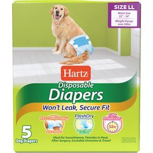 Photo 1 of *BAG OPENED UNKNOWN  IF MISSING**
Hartz Disposable Male & Female Dog Diapers, Large: 22 to 34-in waist, 5 count