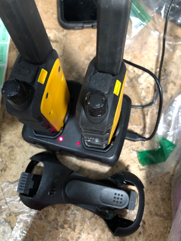 Photo 2 of *UNABLE TO TEST**
DEWALT DXFRS800 2 Watt Heavy Duty Walkie Talkies - Waterproof, Shock Resistant, Long Range & Rechargeable Two-Way Radio with VOX (2 Pack)