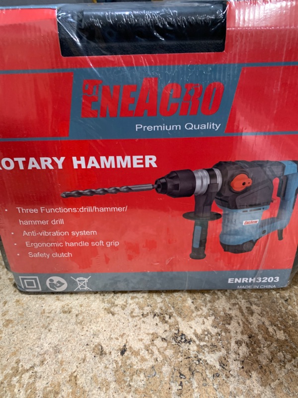 Photo 2 of ** Factory sealed**ENEACRO 1-1/4 Inch SDS-Plus 12.5 Amp Heavy Duty Rotary Hammer Drill, Safety Clutch 3 Functions with Vibration Control Including Grease,