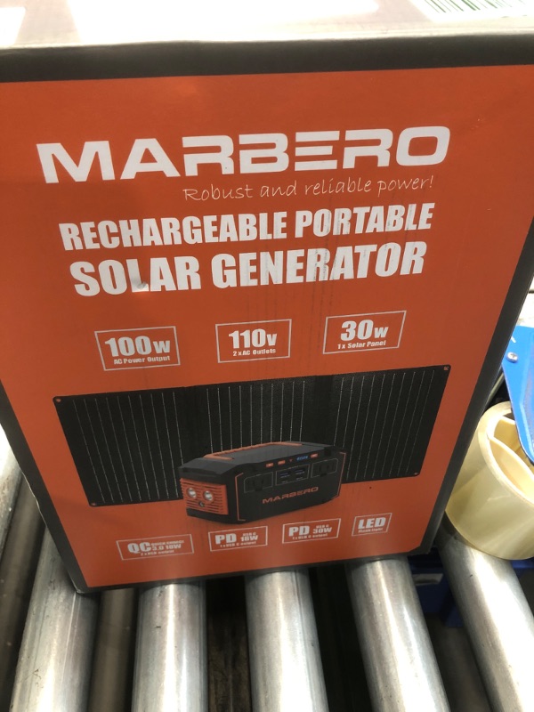 Photo 2 of ***(PARTS ONLY/ NON FUNCTIONAL/ NO RETURNS OR REFUNDS) ***
MARBERO 150W Peak Solar Generator with 30W Solar Panel 111Wh Camping Portable Power Station 110V Power Bank with AC Outlet(2*USB A, 2*USB C, 2*AC) for Outdoor Travel Home Blackout Emergency Hurric