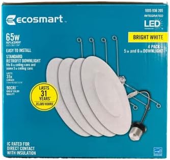 Photo 1 of **JUST ONE LIGHT MISSING OTHER THREE**
EcoSmart Retrofit 6 in. Matte- Bright White Integrated LED Recessed Baffle Trim (4-Pack)