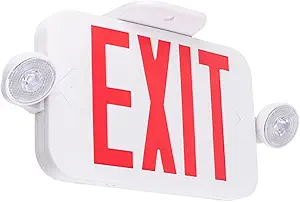 Photo 1 of -Path Led Combo EXIT Sign with 2 Adjustable Head Lights and Doube Face, Back Up Batteries- US Standard Red Letter Emergency Exit Lighting, UL 924 and CEC Qualified, 120-277 Voltage, 2-Pack