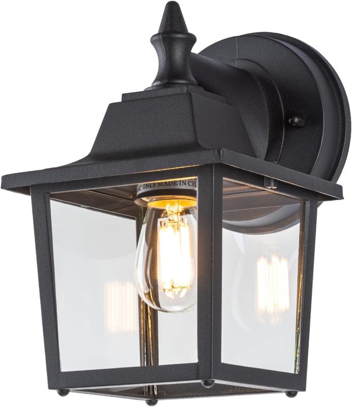 Photo 1 of -Path Outdoor Wall Lantern, Wall Sconce as Porch Lighting Fixture, E26 Medium Base 60W Max., Aluminum Housing Plus Glass, Bulbs NOT Included, Matte Black Finish, 1-Pack