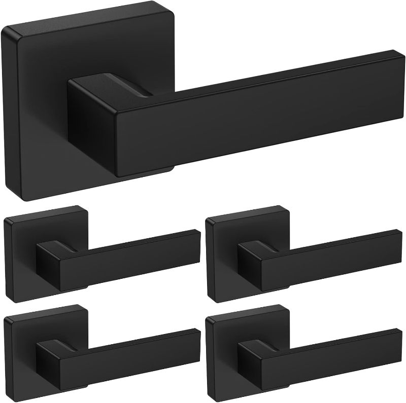 Photo 1 of (READ FULL POST) TICONN Dummy Door Handle, Heavy Duty Reversible Square Dummy Door Lever for Indoor, Bedroom, Closet (5 Pack, Rear Mount, Matte Black)