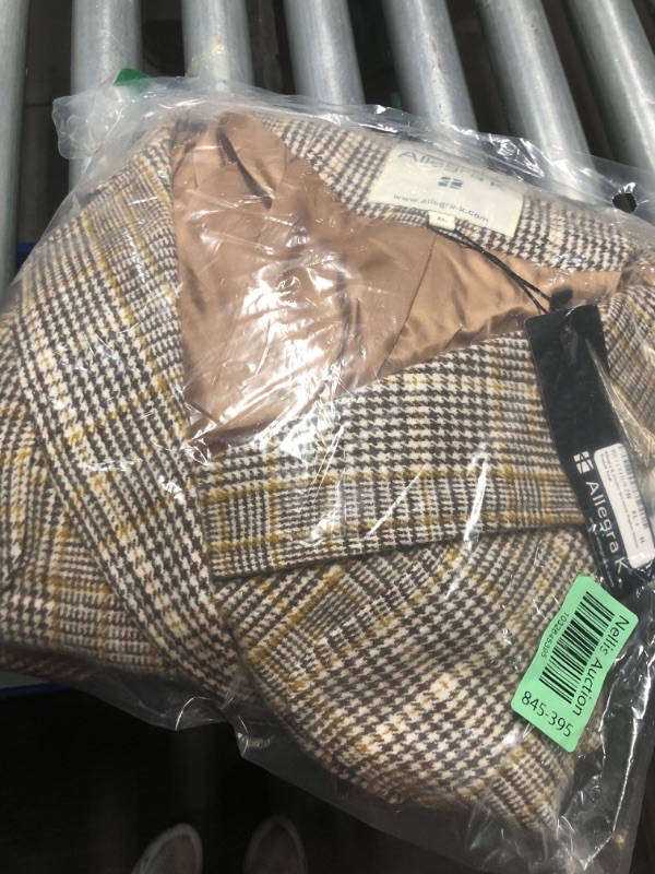 Photo 1 of Allegra K Women's Double Breasted Raglan Sleeve Winter Trench Plaid Coat